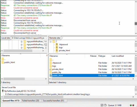 Increase the connection limit of Pure-FTPd per IP.