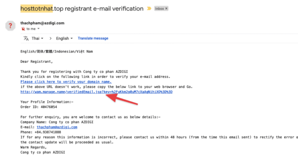 Identity verification (Whois) for international domains