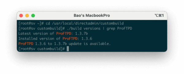 Upgrade the ProFTPD version on DirectAdmin