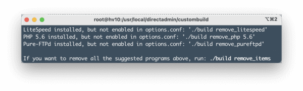 How to uninstall unused services on DirectAdmin