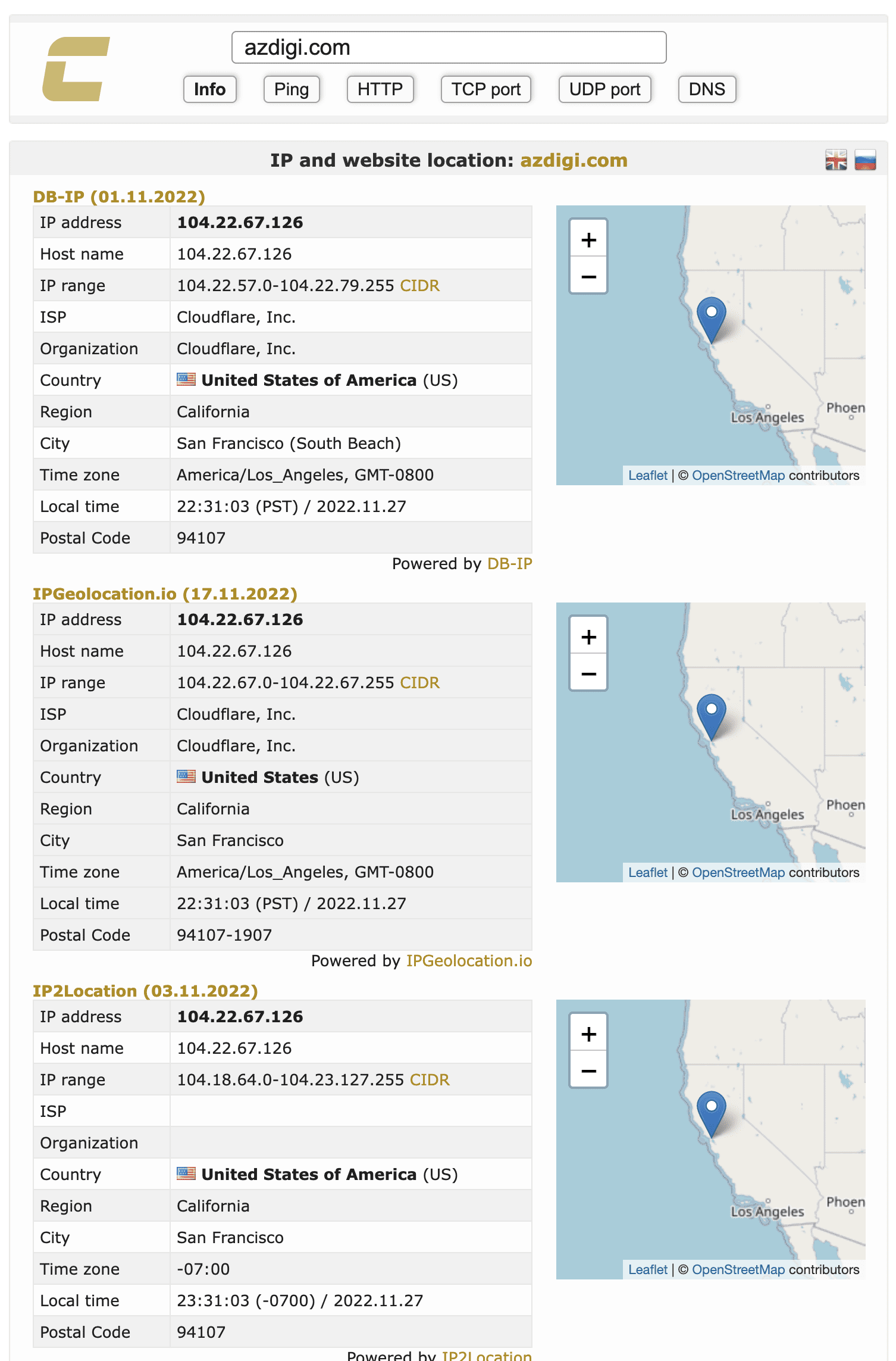 Kiểm tra thông tin IP website